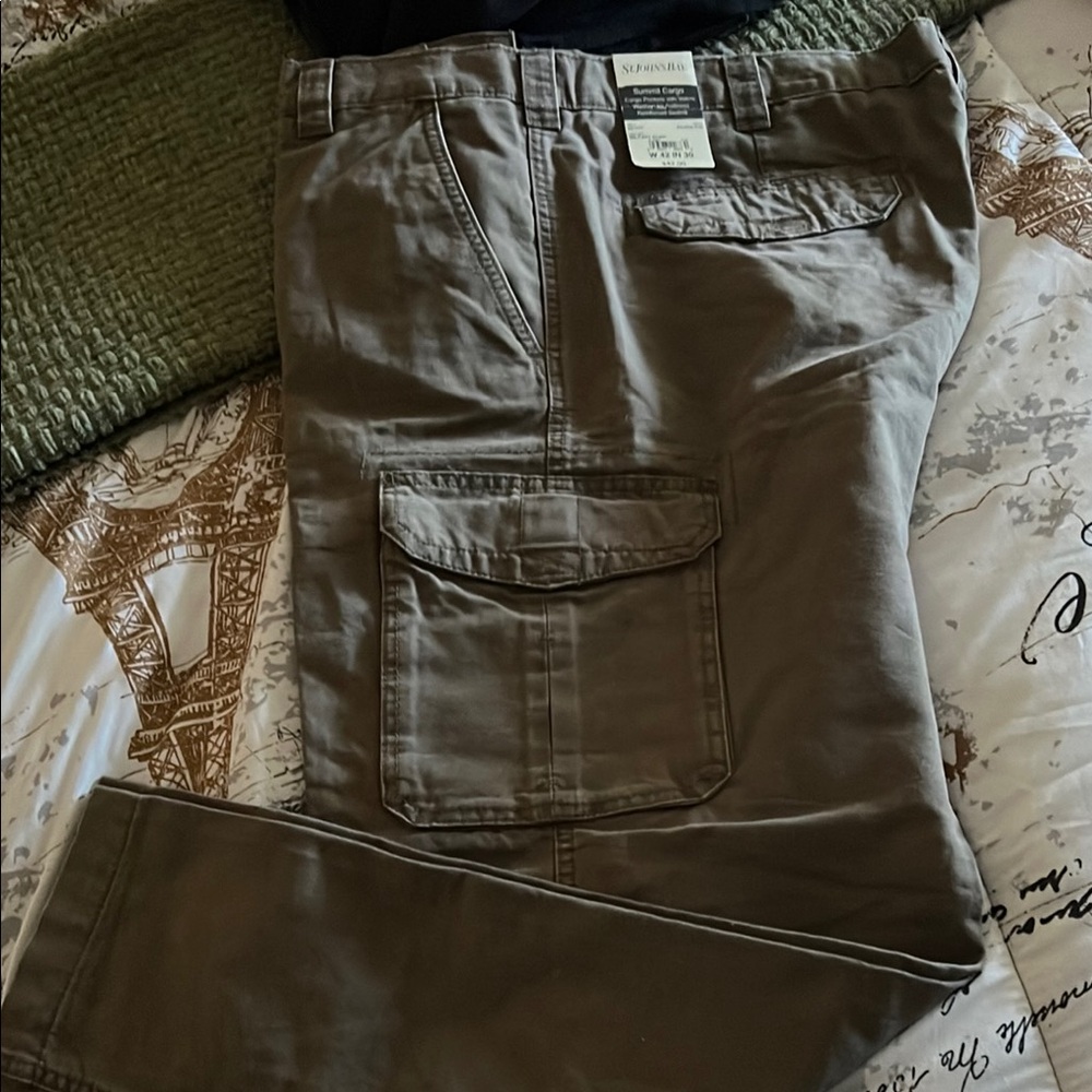 St. John's Bay Tan Cargo Pants Durable Cotton Blend